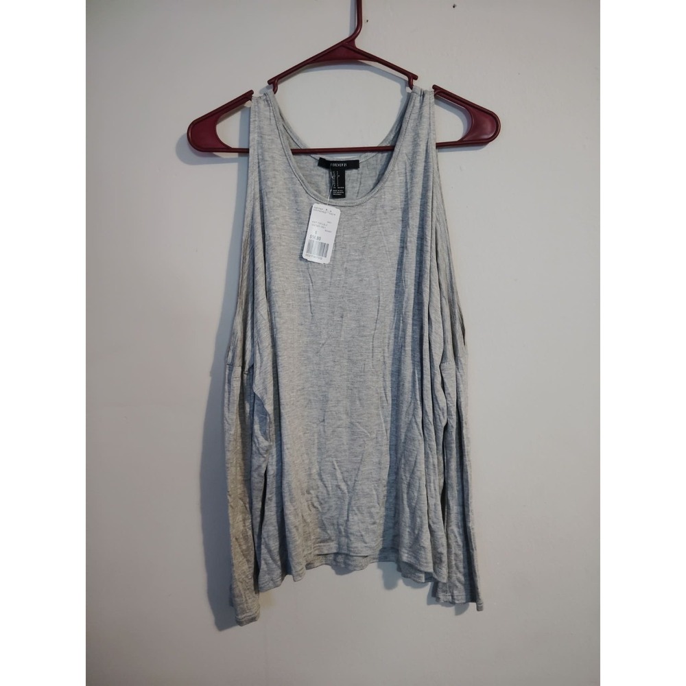 Forever 21 Cold Shoulder Heather Gray Long - Sleeve Top Size Small